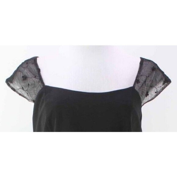 Dani Max Sz 8 Black Floral Mesh Shoulder Polyester Crepe Dress - Picture 4 of 8